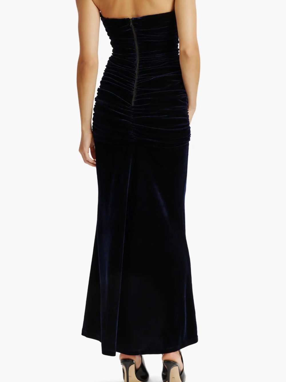 Bardot Elvira Velvet Strapless Navy Gown - Picture 2 of 11